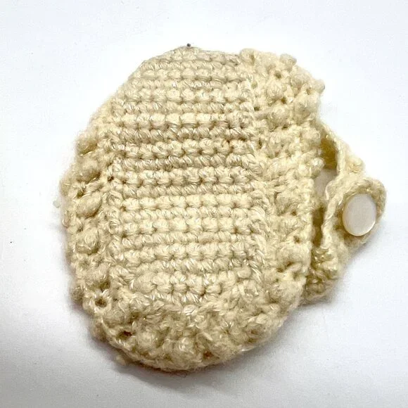 Crochet Baby Booties Newborn Infant 2 Pairs Ivory Handmade - Picture 8 of 9